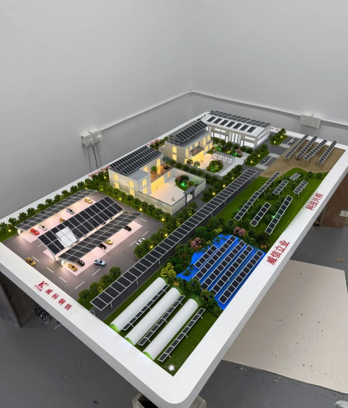 New energy photovoltaic building industrial plant sand table model production with lighting effects