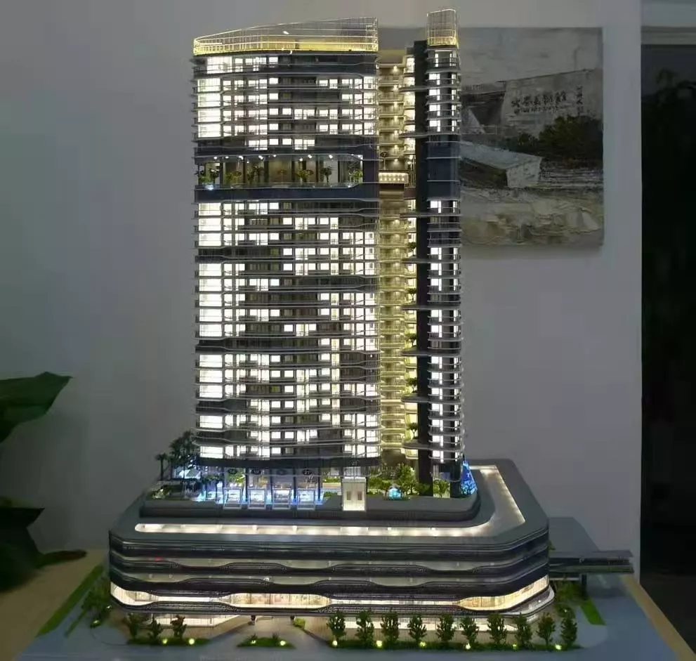 High precision modern commercial residential building model production
